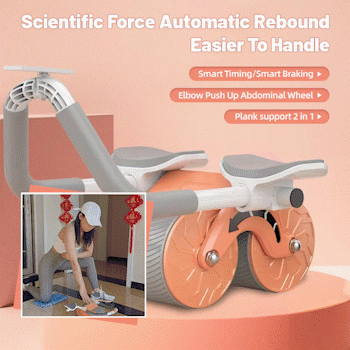 Abdominal exercise wheel with elbow push-up supports and automatic rebound for core workouts